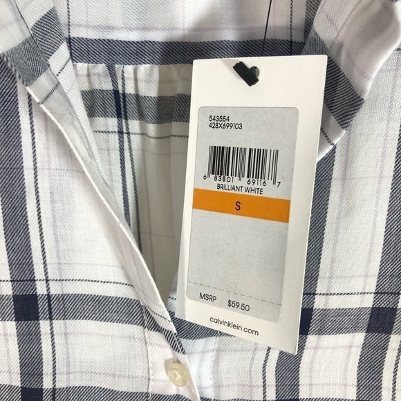 NWT Calvin Klein Jeans short sleeve plaid shirt S - Picture 4 of 5